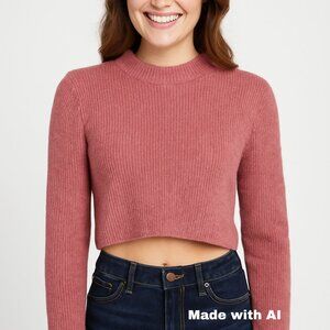 Zara Size Small Rose Pink Knitted Cropped Sweater